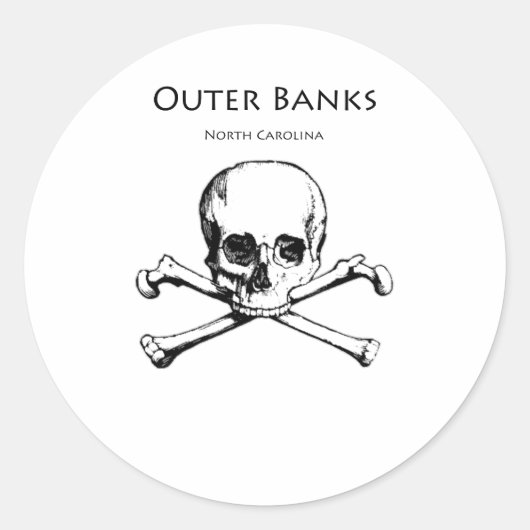 Outer Banks Jolly Roger Ronde Sticker (Voorkant)