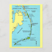 Outer Banks Kaart Ansichtkaart (Voorkant)