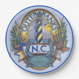 Outer Banks Krab & Vuurtoren Papieren Borden Bordje