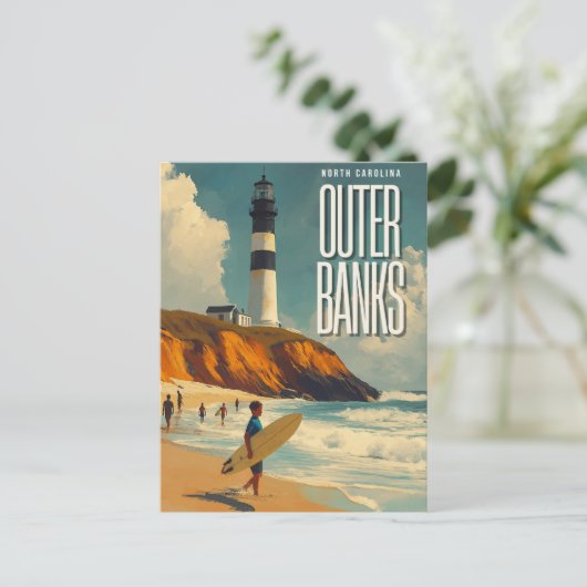Outer Banks NC Vintage Travel Briefkaart (Staand voorkant)