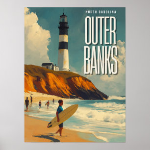 Outer Banks NC Vintage Travel Poster