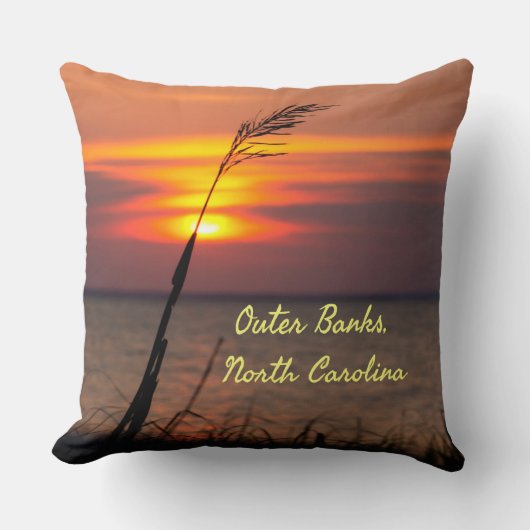 Outer Banks North Carolina Beach Sunset Oranje Sky Kussen (Voorkant)