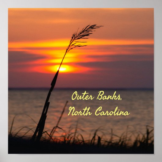 Outer Banks North Carolina Beach Sunset Oranje Sky Poster (Voorkant)