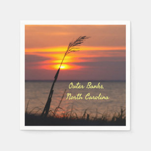 Outer Banks North Carolina Beach Sunset Oranje Sky Servet