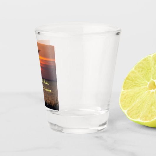 Outer Banks North Carolina Beach Sunset Oranje Sky Shot Glas (Rechts)