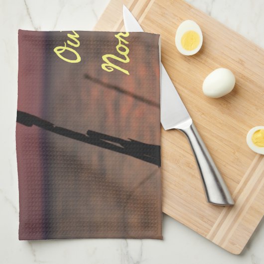 Outer Banks North Carolina Beach Sunset Oranje Sky Theedoek (Quarter Fold)