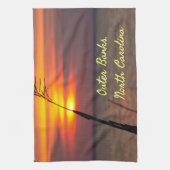 Outer Banks North Carolina Beach Sunset Oranje Sky Theedoek (Verticaal)