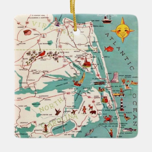 Outer Banks North Carolina Postcard Keramisch Ornament (Voorkant)