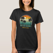 Outer Banks North Carolina Retro Sunset Palm Trees T-shirt (Voorkant)