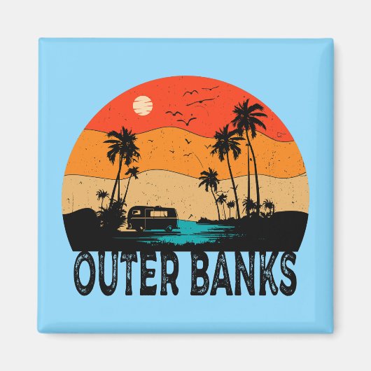 Outer Banks Vintage van North Carolina Magneet (Voorkant)