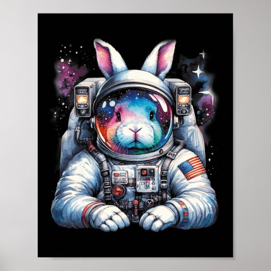 Outer Bunny Paasdag Konijn USA Fun Space Poster (Voorkant)