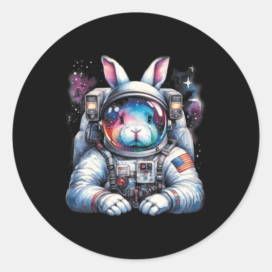 Outer Bunny Paasdag Konijn USA Fun Space Ronde Sticker (Voorkant)