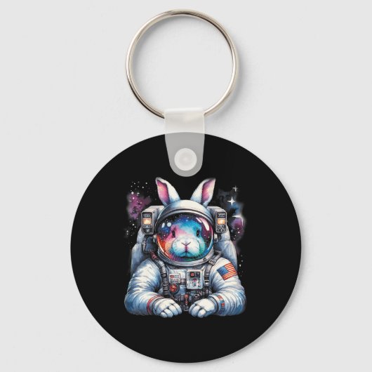 Outer Bunny Paasdag Konijn USA Fun Space Sleutelhanger (Voorkant)