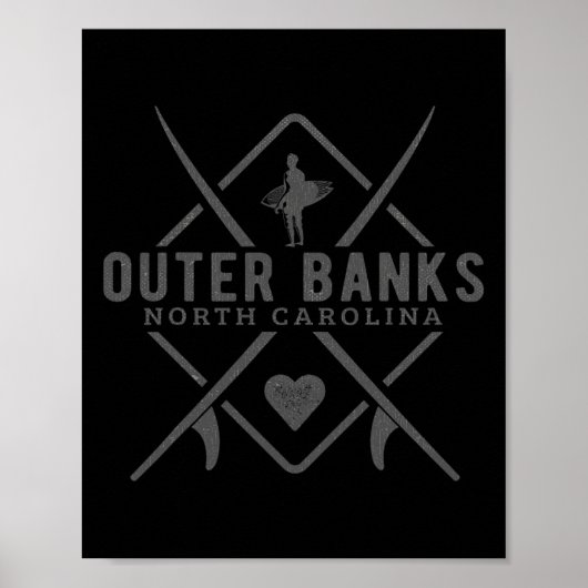 Outer Nks North Carolina Surfen Souvenir Outer Nk Poster (Voorkant)