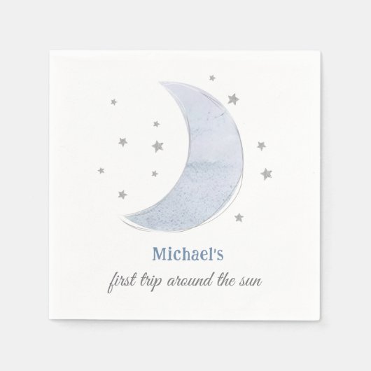 Outer Space 1e reis rond de zon verjaardag Servet (Voorkant)