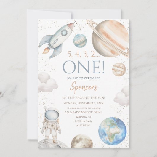 Outer Space 1e verjaardag Eerste reis rond de zon Kaart (Voorkant)