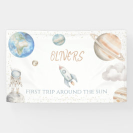 Outer Space 1e verjaardag Eerste reis rond de zon Spandoek