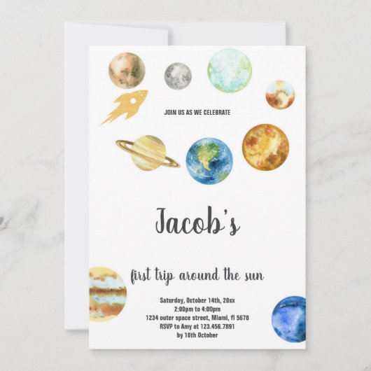 Outer Space 1st Birthday Theme Kaart (Voorkant)