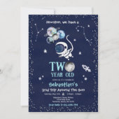 Outer Space 2e verjaardag party astronaut raket in Kaart (Voorkant)