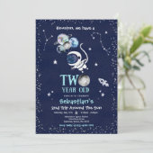 Outer Space 2e verjaardag party astronaut raket in Kaart (Staand voorkant)