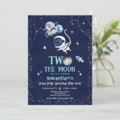 Outer Space 2e verjaardag party astronaut raket in Kaart (Staand voorkant)