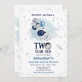 Outer Space 2nd Birthday Party Astronaut Rocket Kaart