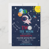 Outer Space 2nd Birthday Party Astronaut Rocket Kaart (Voorkant)
