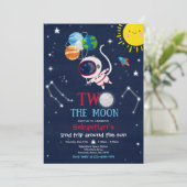 Outer Space 2nd Birthday Party Astronaut Rocket Kaart (Staand voorkant)