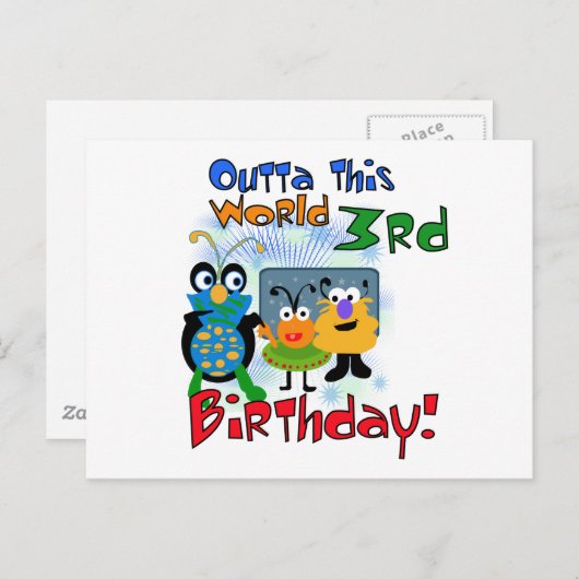 Outer Space 3e verjaardag Tshirts en geschenken Briefkaart (Voorkant / Achterkant)