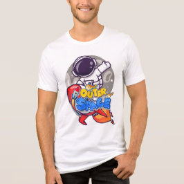 Outer Space Adventure - Astronaut & Rocket Cartoon Tri-Blend Shirt