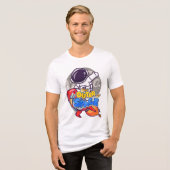 Outer Space Adventure - Astronaut & Rocket Cartoon Tri-Blend Shirt (Voorkant volledig)