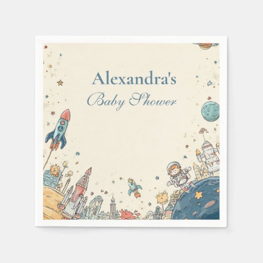 Outer Space Adventure Baby shower Servet (Voorkant)