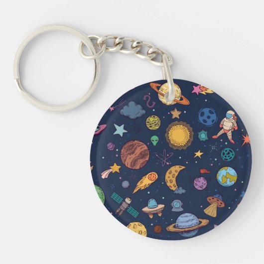 Outer Space Adventure – Leuke dubbelzijdige Sleutelhanger (Voorkant)