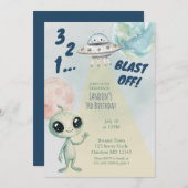 Outer space Alien Boys Third Birthday Kaart (Voorkant / Achterkant)