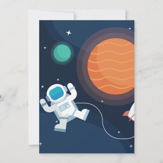 Outer Space Alien Verjaardag Uitnodiging (Achterkant)