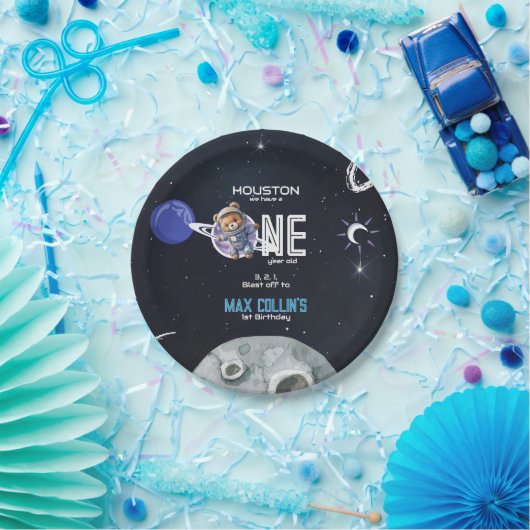 Outer Space Astronaut 1st Birthday Papieren Bordje (Feest)