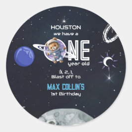 Outer Space Astronaut 1st Birthday Ronde Sticker