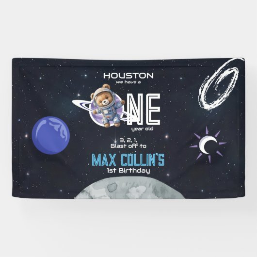 Outer Space Astronaut 1st Birthday Spandoek (Horizontaal)