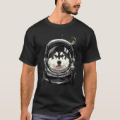 Outer Space Astronaut Alaskan Malamute Dog Galaxy T-shirt (Voorkant)