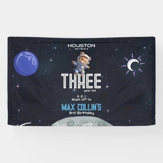 Outer Space Astronaut Any Age Birthday Spandoek (Horizontaal)