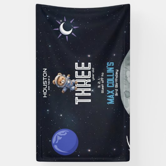 Outer Space Astronaut Any Age Birthday Spandoek (Verticaal)