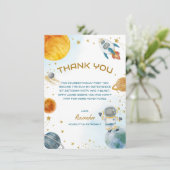 Outer Space Astronaut Birthday Party Bedankkaart (Staand voorkant)