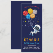 Outer Space Astronaut Boy First Birthday Kaart (Voorkant / Achterkant)