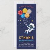 Outer Space Astronaut Boy First Birthday Kaart (Voorkant)