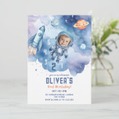 Outer Space Astronaut countdown 2e verjaardag Foto Kaart (Staand voorkant)