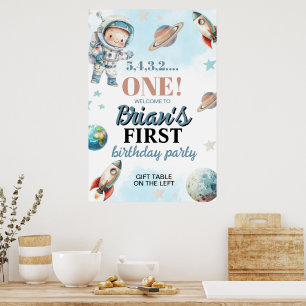 Outer Space Astronaut eerste verjaardag Poster