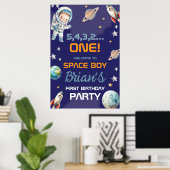 Outer Space Astronaut eerste verjaardag Poster (Thuiskantoor)