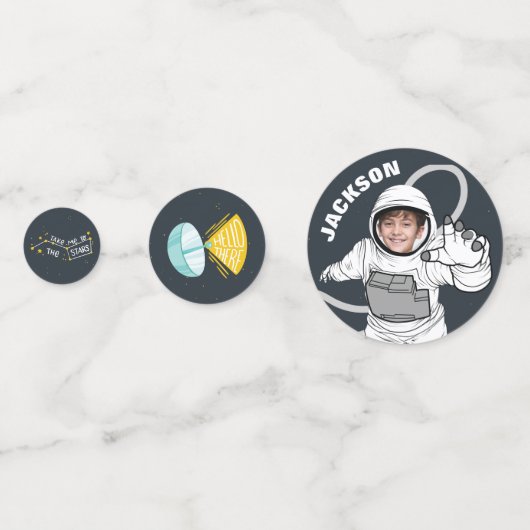 Outer Space Astronaut Fotojongen Verjaardag Confetti (Voorkanten)
