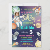 Outer Space Astronaut Galaxy Girl Verjaardagsfoto Kaart (Voorkant)