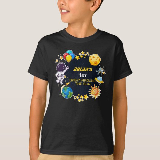 Outer Space Astronaut Galaxy Kinder feestdag T-shirt (Voorkant)